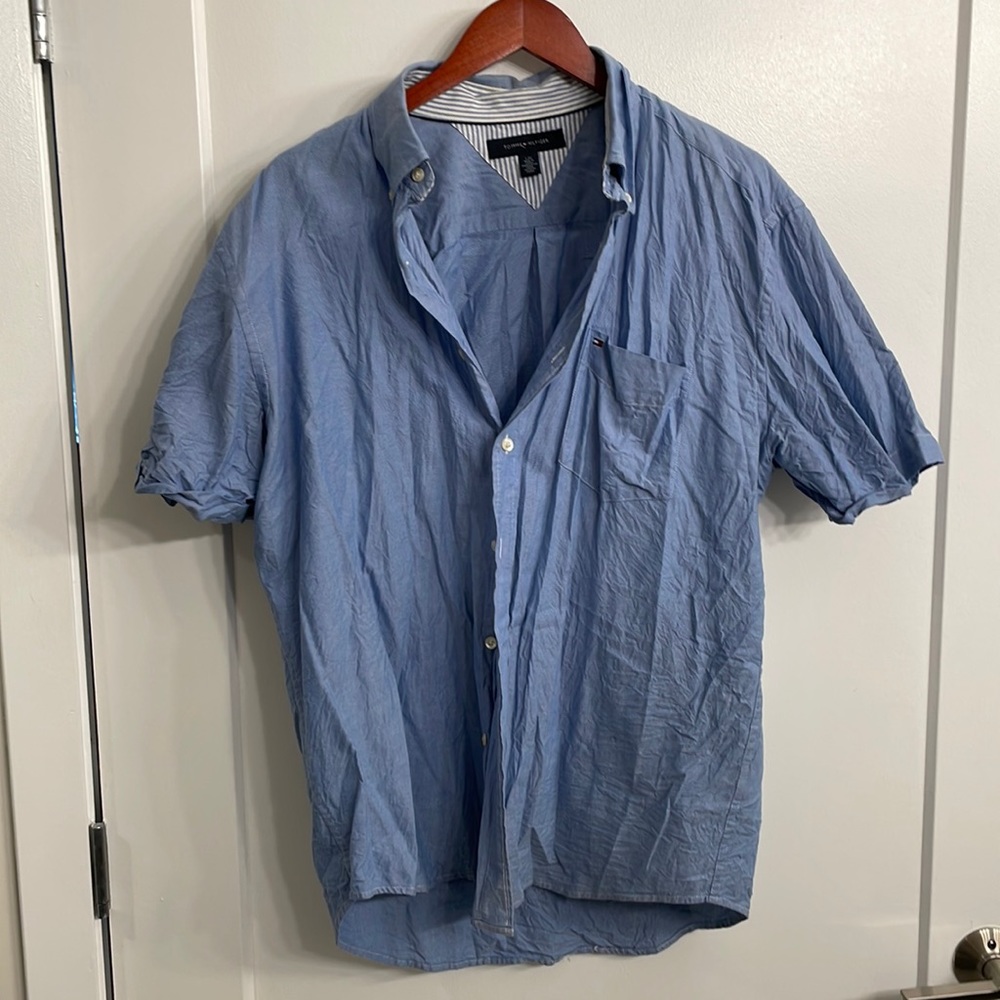 Tommy Hilfiger Blue Short Sleeve Button Down Shirt